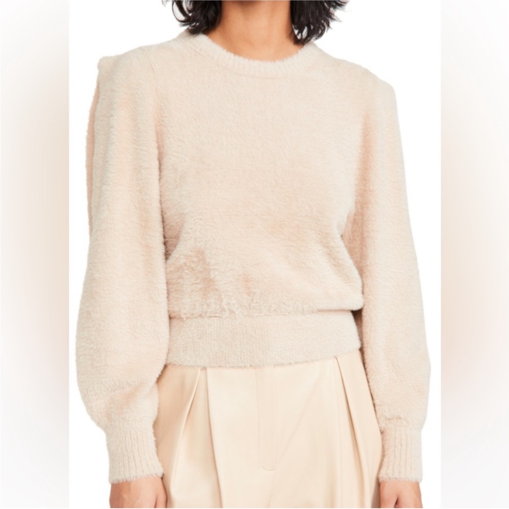 Ronny Kobo Carina Sweater Fuzzy Eyelash Knit Balloon Sleeve